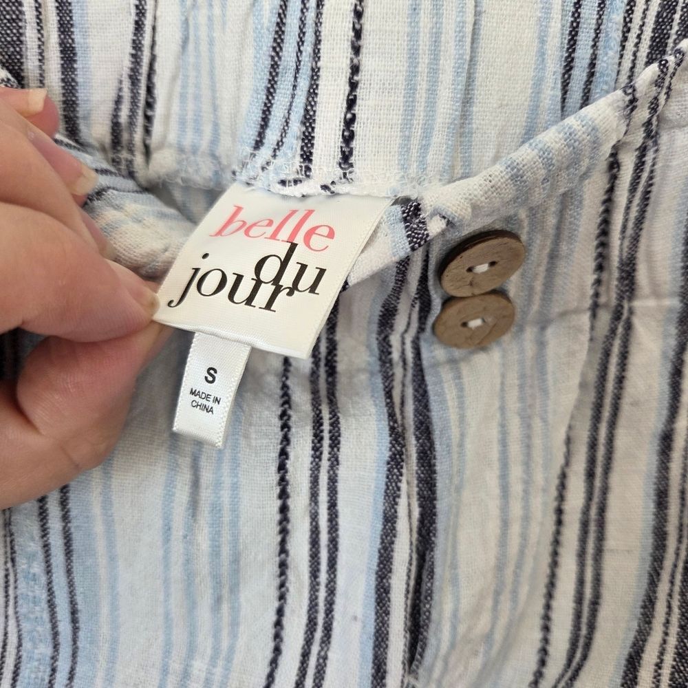 Belle Du Jour Linen Stripe Beach Pants Bundle Of Two Vacation Lightweight Small - Picture 7 of 14